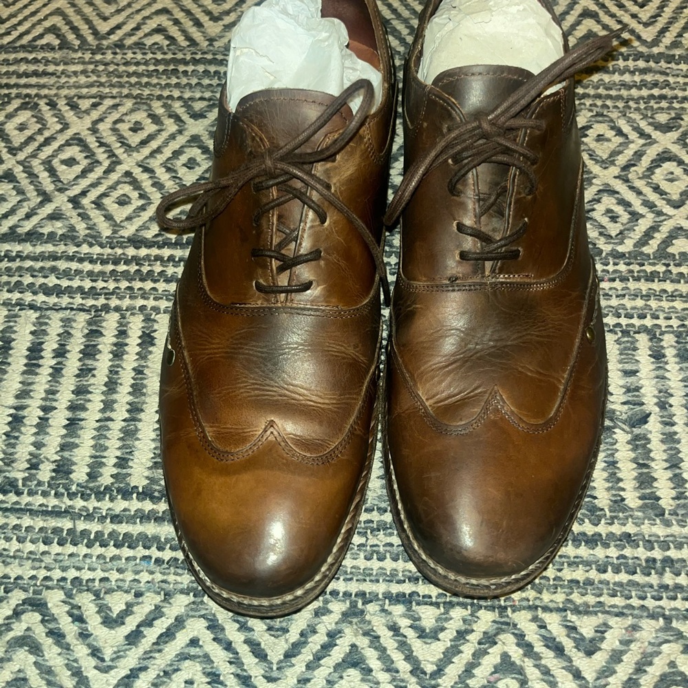 Bed Stu Brown Leather Oxford Shoes with Brogue Detailing